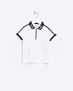 Mini Boys White Maison Riviera Polo Shirt