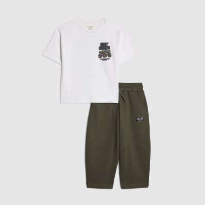 Mini Boys White Mighty Crushers T-Shirt Set