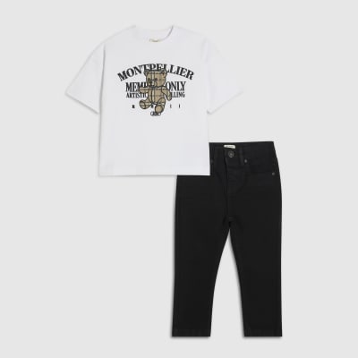 Mini Boys White Montpellier Bear T-Shirt Set
