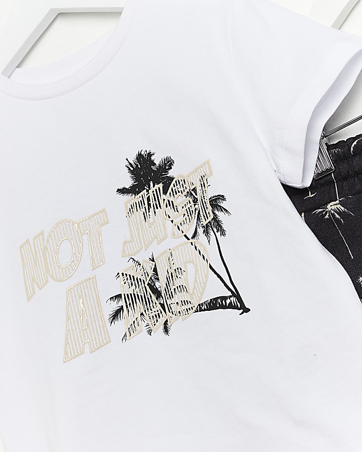 Mini boys white palm tree printed outfit