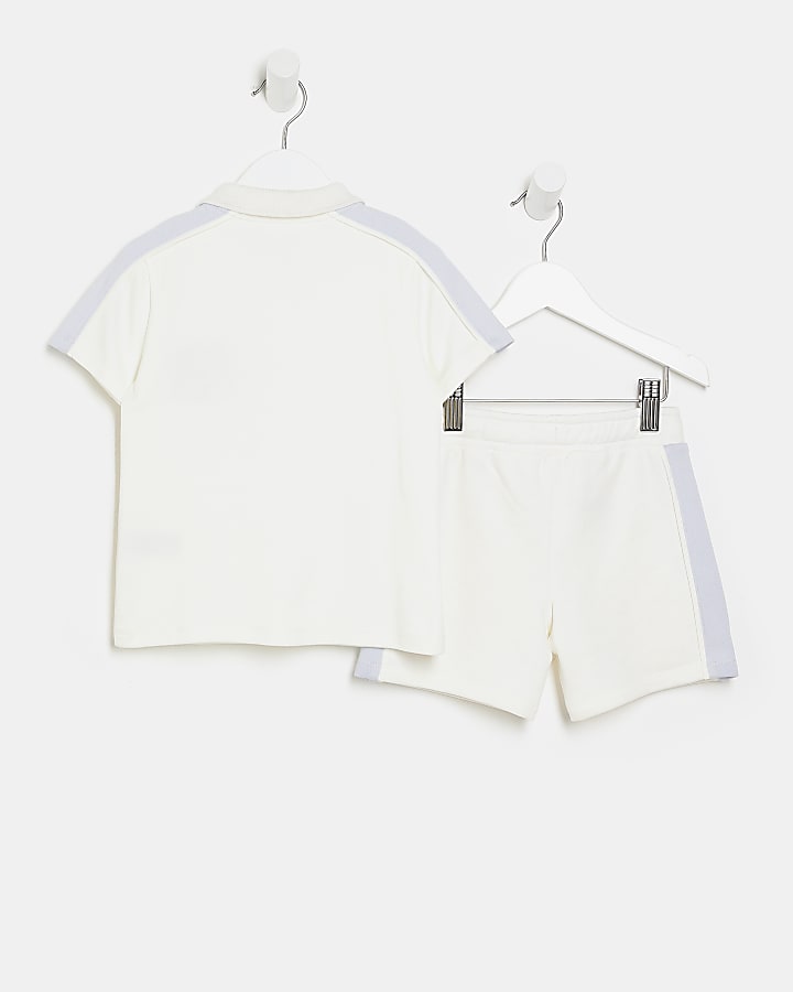 Mini boys white polo shirt and shorts outfit