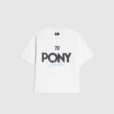 Mini Boys White Pony Oversized Logo T-Shirt