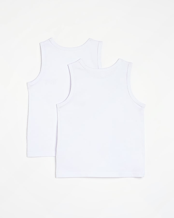 Mini boys white RI branded vest 2 pack