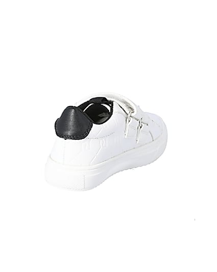 360 degree animation of product Mini boys white RI embossed velcro trainers frame-11
