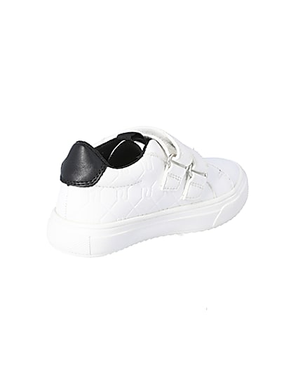 360 degree animation of product Mini boys white RI embossed velcro trainers frame-12