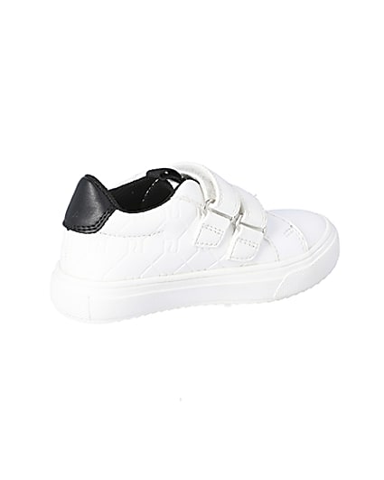360 degree animation of product Mini boys white RI embossed velcro trainers frame-13