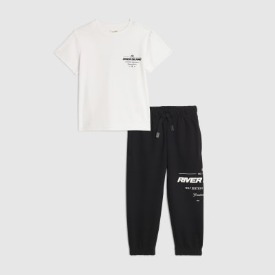 Mini Boys White RI T-Shirt And Joggers Set