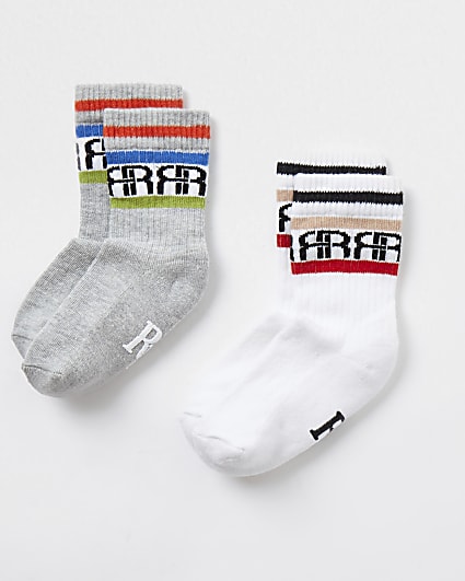 Mini boys white RIR sport socks 2 pack