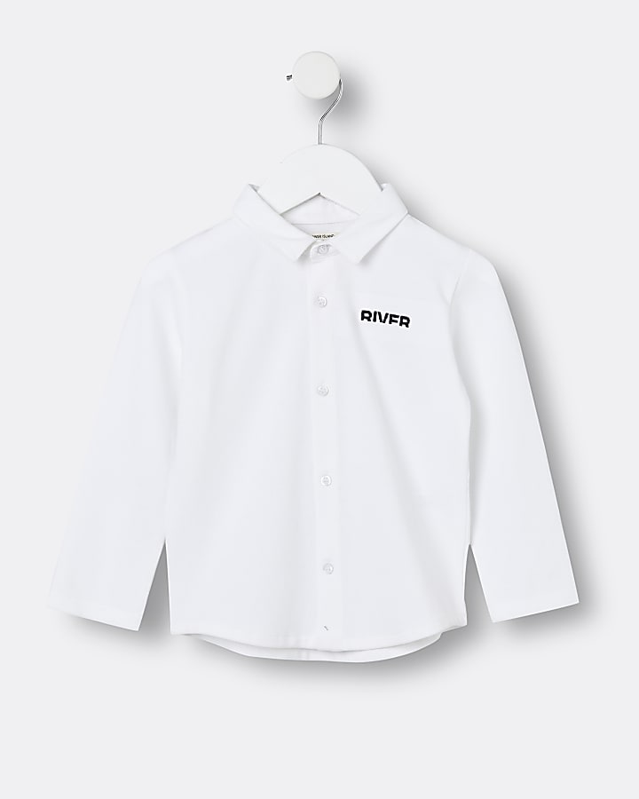 Mini boys white River long sleeve shirt