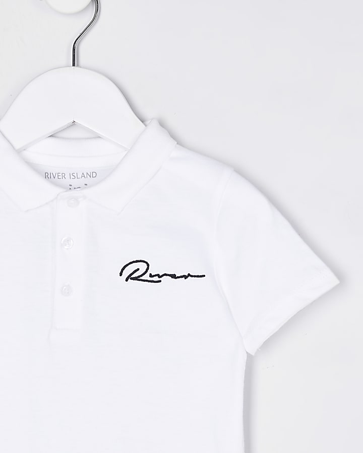 Mini boys white River short sleeve polo shirt