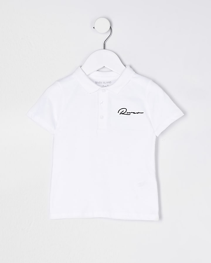 Mini boys white River short sleeve polo shirt