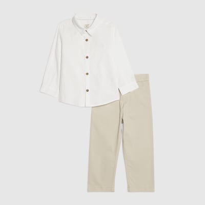 Mini Boys White Shirt And Chino Trousers Set