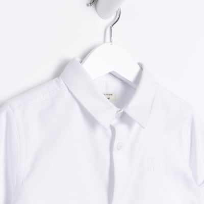 Mini Boys White Short Sleeve Oxford Shirt