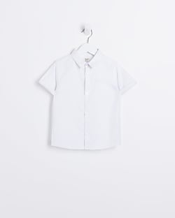 Mini Boys White Short Sleeve Oxford Shirt