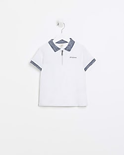 Mini boys white space dye collar polo shirt