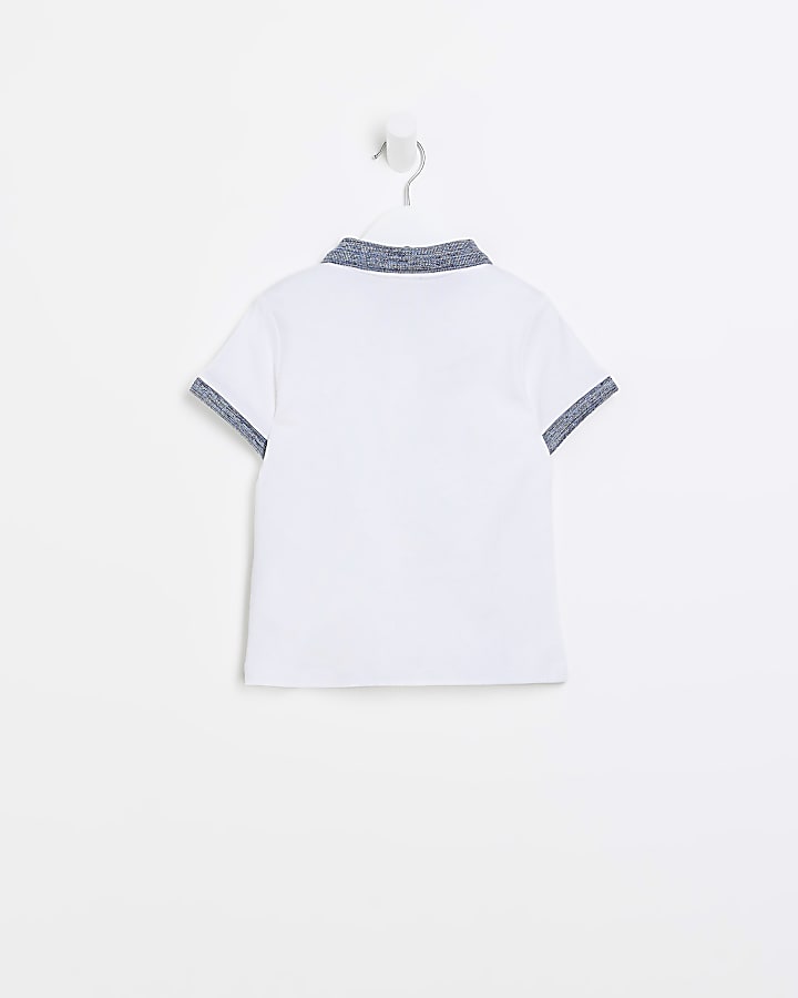 Mini boys white space dye collar polo shirt