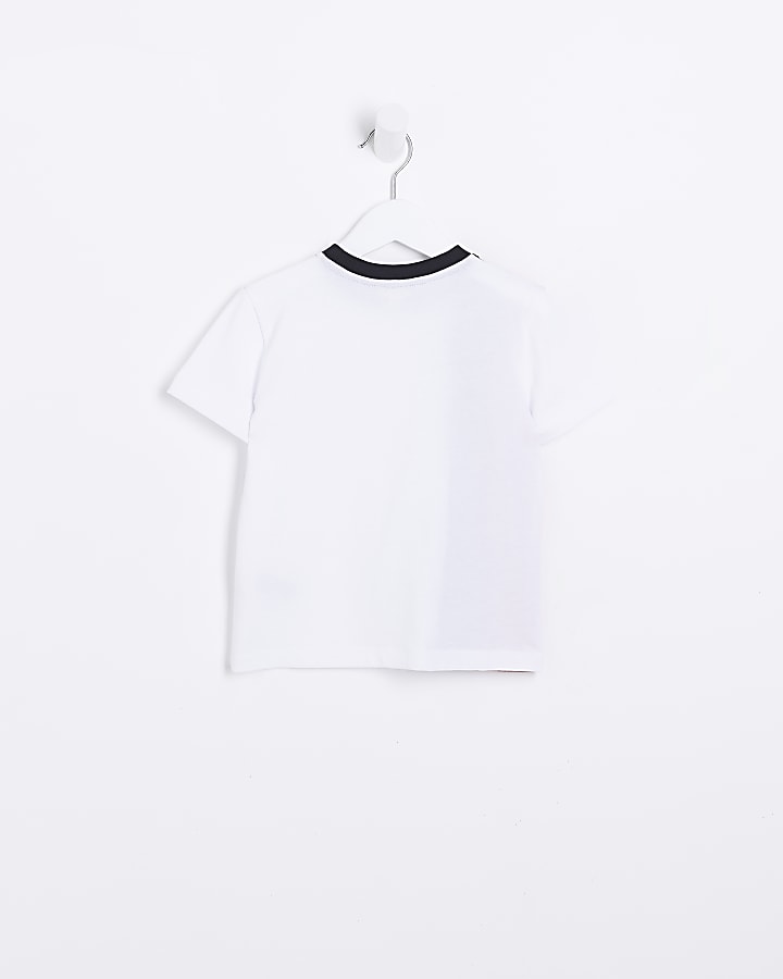 Mini Boys White Stripe Logo T-shirt