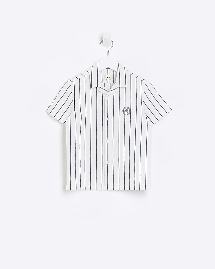 Mini boys White Stripe short sleeve Shirt
