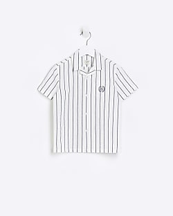 Mini boys White Stripe short sleeve Shirt