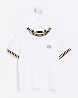 Mini boys White stripe trim t-shirt
