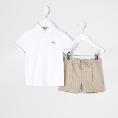 boys white polo shorts