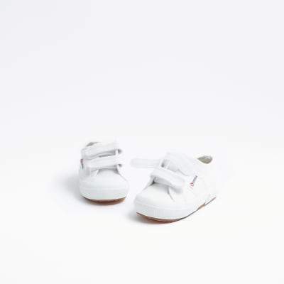 Mini Boys White Superga Canvas Strap Trainers