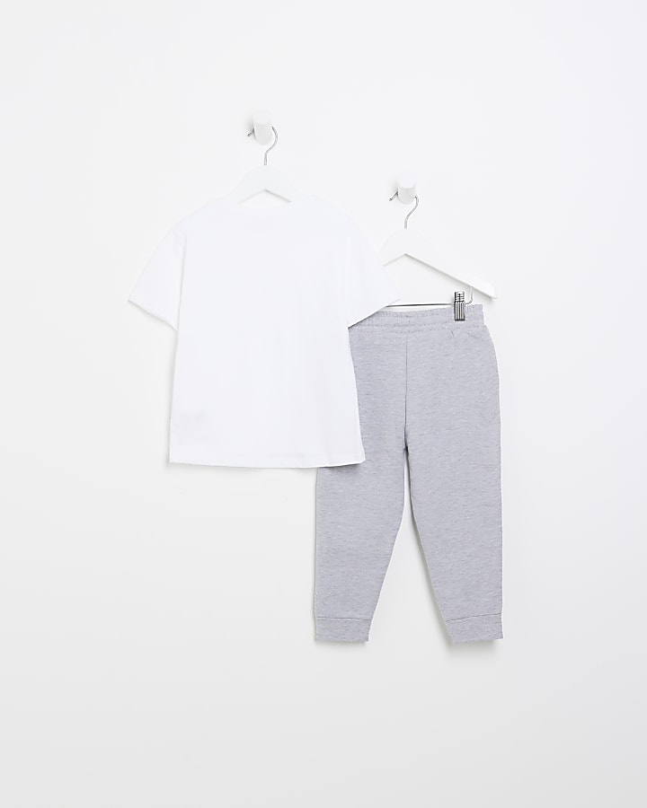 Mini boys white t-shirt and jogger set