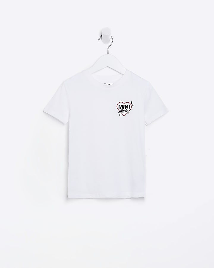 Mini Boys White Valentines Graphic T-shirt