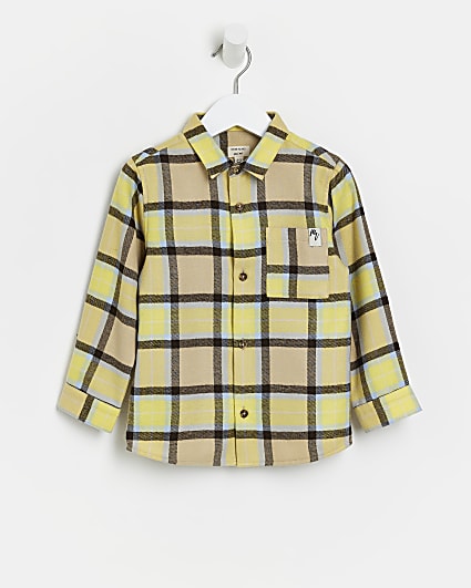 Mini boys yellow Check Shirt