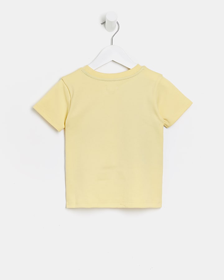Mini boys yellow colour blocked t-shirt