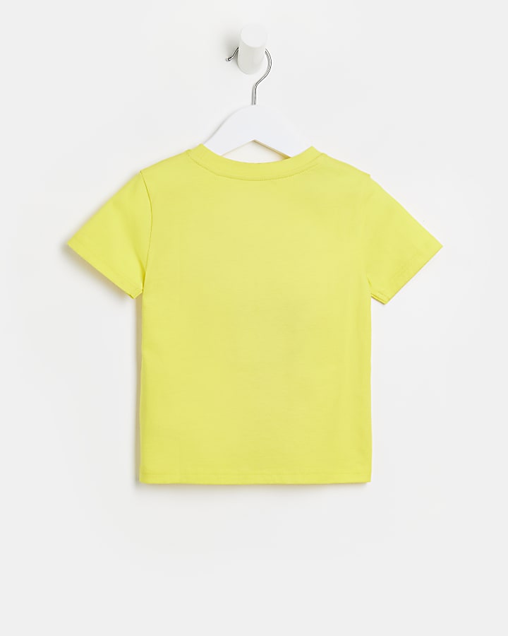 Mini boys yellow graphic print t-shirt