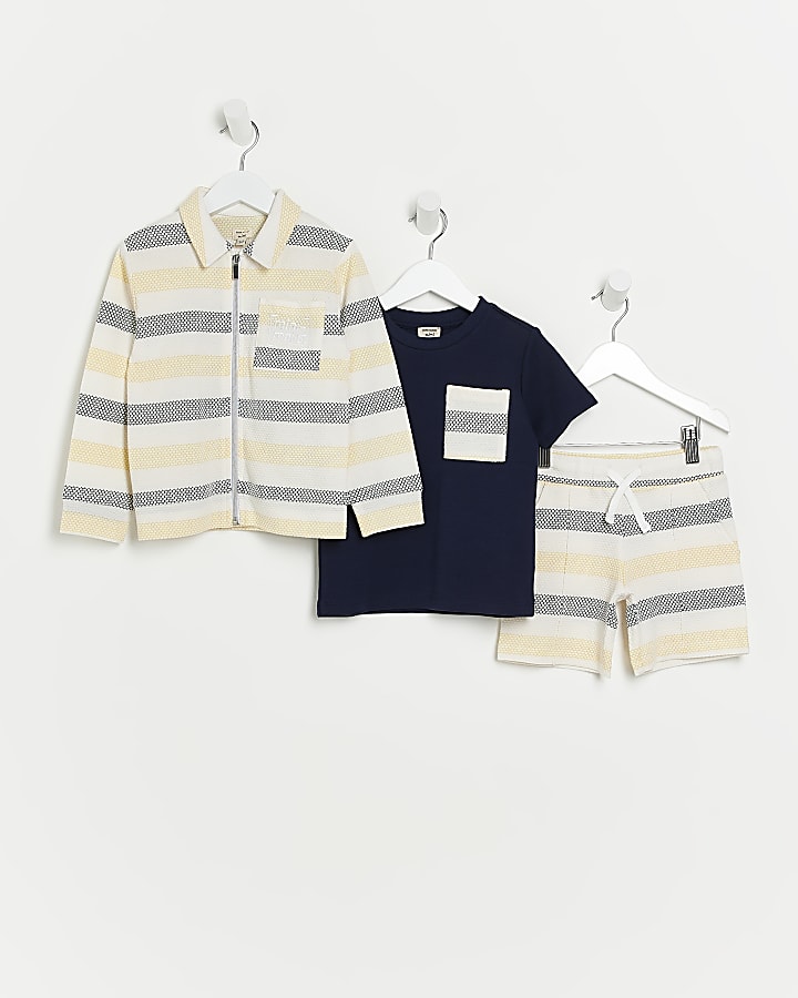 Mini boys yellow stripe 3 piece outfit