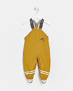 Mini boys yellow stripe detail puddle suit