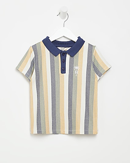 Mini boys yellow stripe polo shirt