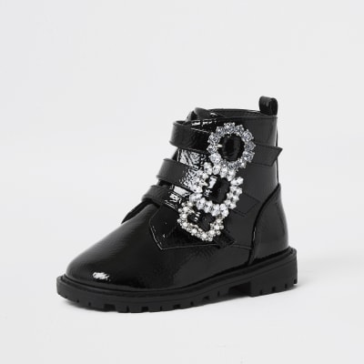 triple buckle ankle boots