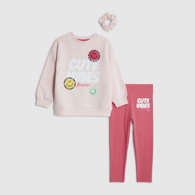 Mini Girl Pink Cute Vibes Sweatshirt Set