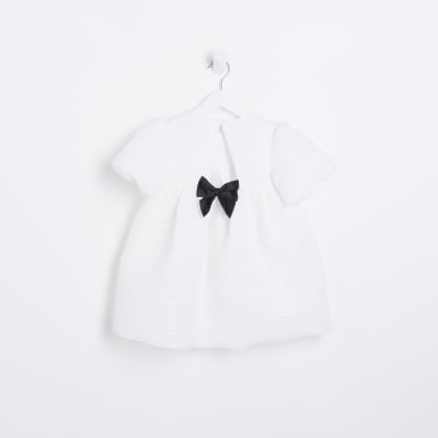 Mini girl white bubble smock dress