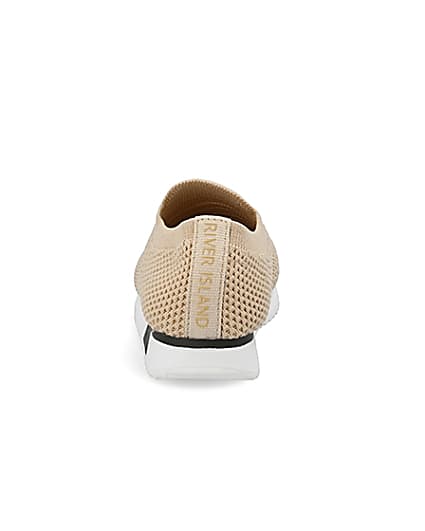 360 degree animation of product Mini girls beige knit runner trainers frame-9