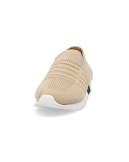 360 degree animation of product Mini girls beige knit runner trainers frame-22