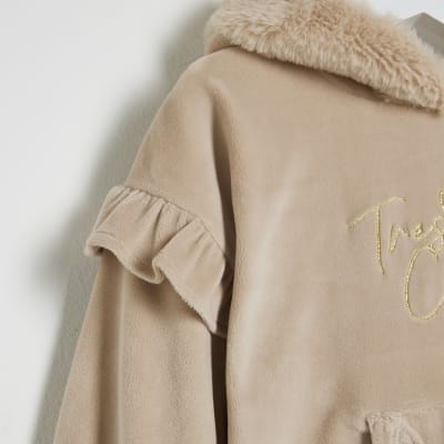 River island fur hoodie clearance