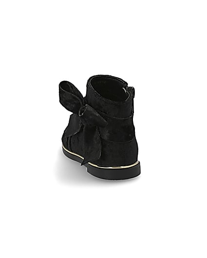 360 degree animation of product Mini girls black bow ankle boots frame-8