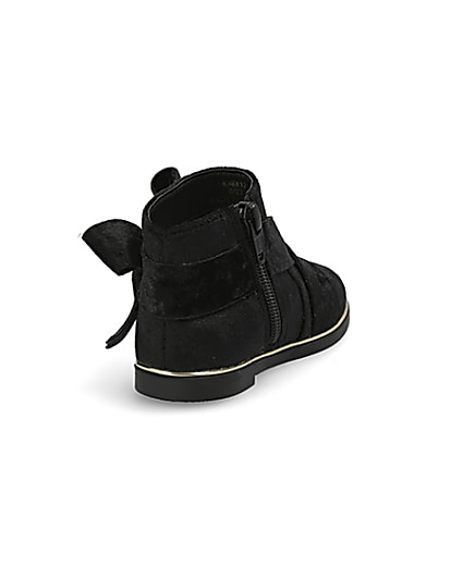360 degree animation of product Mini girls black bow ankle boots frame-11