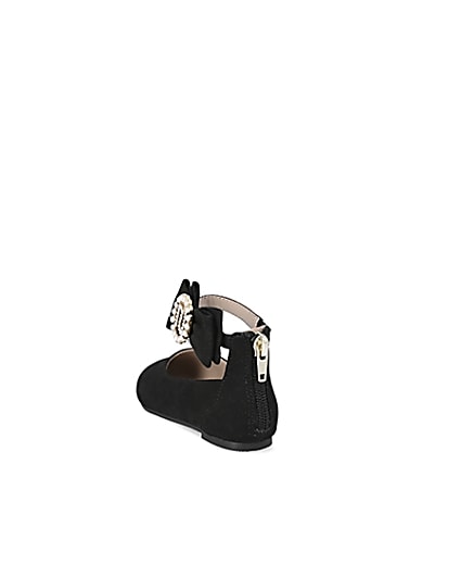 360 degree animation of product Mini girls black bow ballerina pumps frame-7