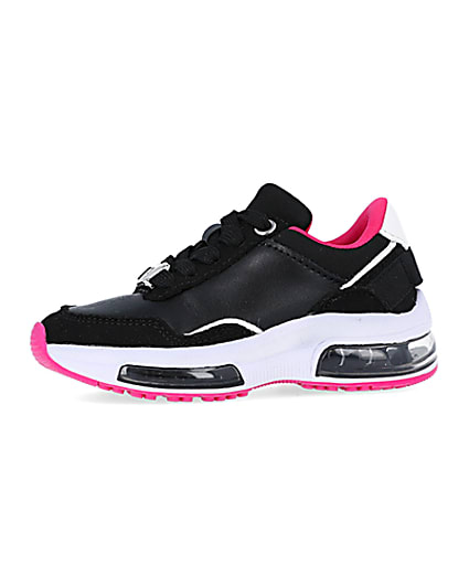 360 degree animation of product Mini Girls Black Bubble Heel Trainers frame-2