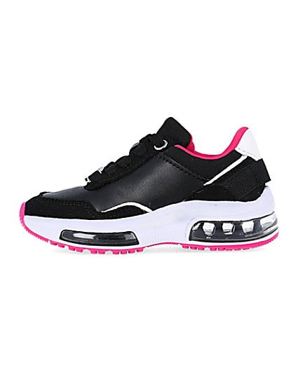 360 degree animation of product Mini Girls Black Bubble Heel Trainers frame-3
