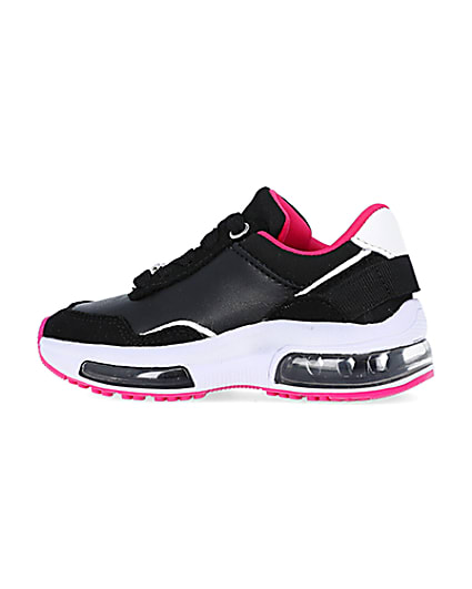 360 degree animation of product Mini Girls Black Bubble Heel Trainers frame-4