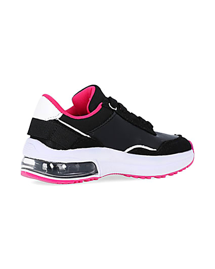 360 degree animation of product Mini Girls Black Bubble Heel Trainers frame-13