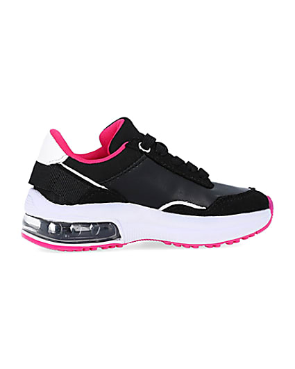 360 degree animation of product Mini Girls Black Bubble Heel Trainers frame-14