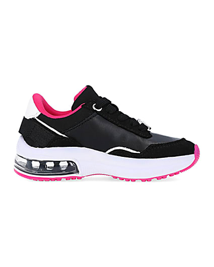 360 degree animation of product Mini Girls Black Bubble Heel Trainers frame-15