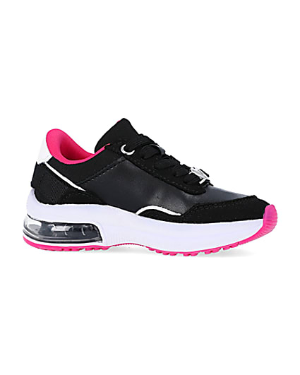 360 degree animation of product Mini Girls Black Bubble Heel Trainers frame-16